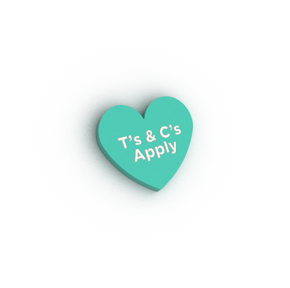 T's & C's Apply In a Small Green Candy Heart for Valentines Day